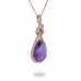 14K Rose Gold Amethyst With Diamond Pendant