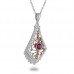 14K Rose & White Gold Ruby With Diamond Pendant