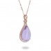 14K Rose Gold Pink Amethyst With Diamond Pendant