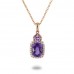 14K Rose Gold Amethyst With Diamond Pendant