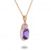 14K Rose Gold Amethyst With Diamond Pendant