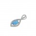 14K White Gold Blue Topaz With Diamond Pendant