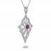 14K White Gold Ruby With Diamond Pendant