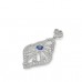 14K White Gold Sapphire With Diamond Pendant