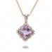 14K Rose Gold Amethyst With Diamond Pendant