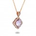 14K Rose Gold Amethyst With Diamond Pendant