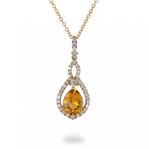 14K Yellow Gold Cirtine With Diamond Pendant