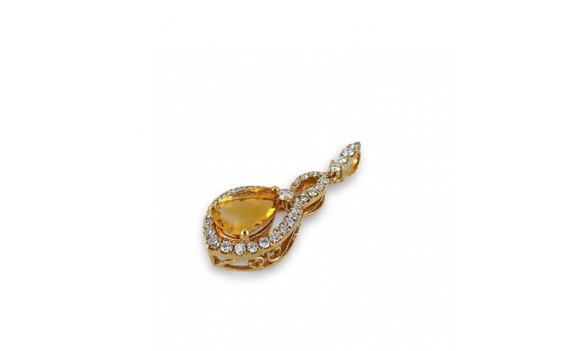 14K Yellow Gold Cirtine With Diamond Pendant