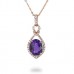 14K Rose Gold Amethyst With Diamond Pendant