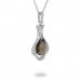 14K White Gold Smokey Quartz With Diamond Pendant