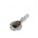 14K White Gold Smokey Quartz With Diamond Pendant