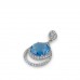 14K White Gold Blue Topaz With Diamond Pendant