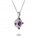 14K White Gold Ruby With Diamond Pendant