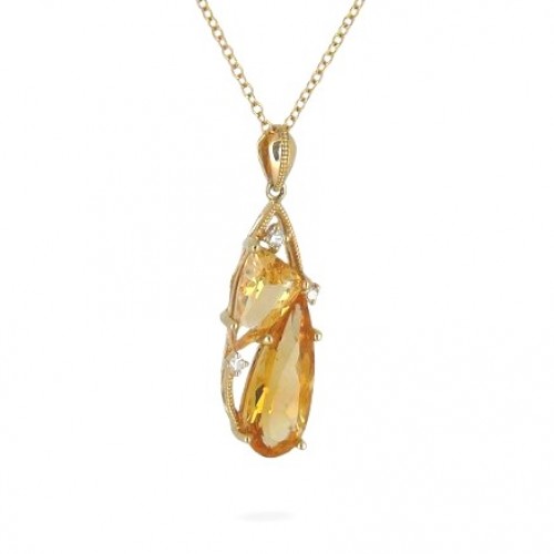 14K Yellow Gold Cirtine With Diamond Pendant