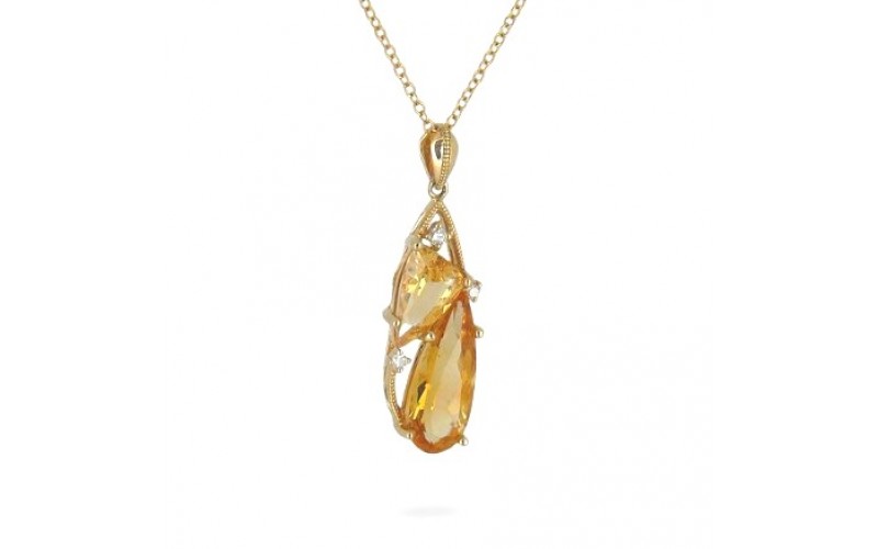 14K Yellow Gold Cirtine With Diamond Pendant