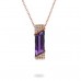 14K Rose Gold Amethyst With Diamond Necklace