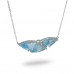 14K White Gold Blue Topaz & Diamond Pendant With Chain