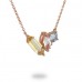 14K Rose Gold Multi- Color Gems, Diamond Pendant With Chain