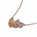 14K Rose Gold Multi- Color Gems, Diamond Pendant With Chain