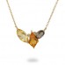 14K Yellow Gold Multi- Color Gems, Diamond Pendant With Chain