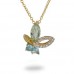 14K Yellow Gold Multi- Color Gems, Diamond Pendant With Chain