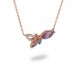 14K Rose Gold Multi- Color Gems, Diamond Pendant With Chain