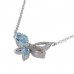 14K White Gold Multi- Color Gems, Diamond Pendant With Chain