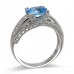 14K White Gold Blue Topaz With Diamond Ring