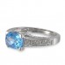 14K White Gold Blue Topaz With Diamond Ring