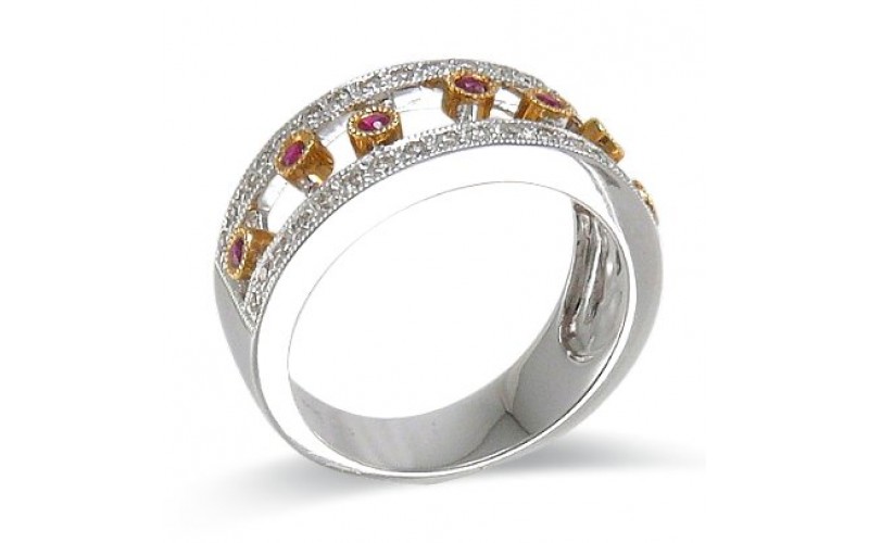 14K Yellow & White Gold Ruby With Diamond Ring