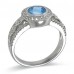 14K White Gold Blue Topaz With Diamond Ring