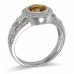 14K White Gold Citrine With Diamond Ring