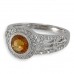 14K White Gold Citrine With Diamond Ring