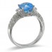 14K White Gold Blue Topaz With Diamond Ring