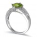 14K White Gold Peridot With Diamond Ring