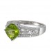 14K White Gold Peridot With Diamond Ring