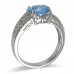 14K White Gold Blue Topaz With Diamond Ring