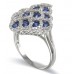 14K White Gold Sapphire With Diamond Ring