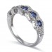 14K White Gold Sapphire With Diamond Ring