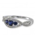 14K White Gold Sapphire With Diamond Ring