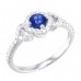 14K White Gold Sapphire With Diamond Ring