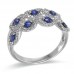 14K White Gold Sapphire With Diamond Ring