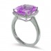 14K White Gold Amethyst With Diamond Ring