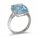 14K White Gold Aquamarine With Diamond Ring