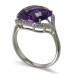 14K White Gold Amethyst With Diamond Ring