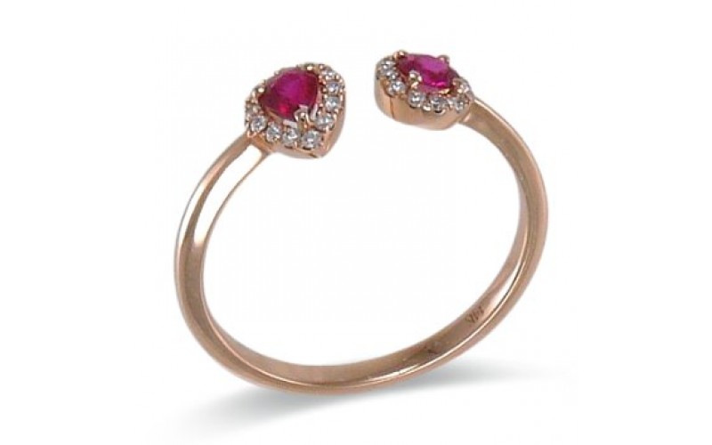 14K Rose Gold Ruby With Diamond Ring