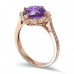 14K Rose Gold Amethyst With Diamond Ring