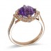 14K Rose Gold Amethyst With Diamond Ring