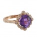 14K Rose Gold Amethyst With Diamond Ring