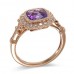 14K Rose Gold Amethyst With Diamond Ring